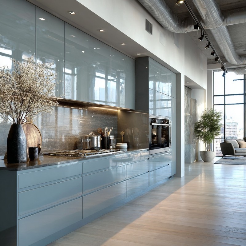 Armoires de cuisine en laque haute brillance