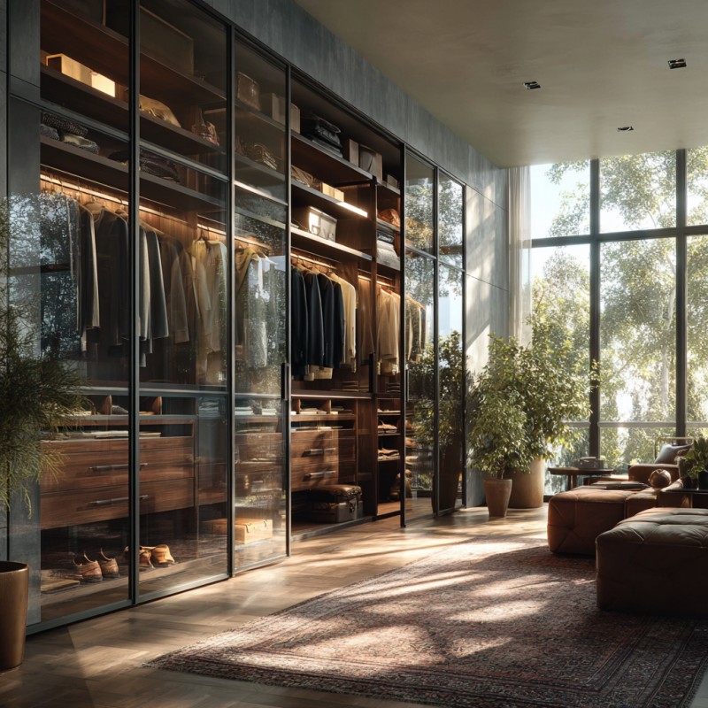 Grand dressing avec portes coulissantes double verre