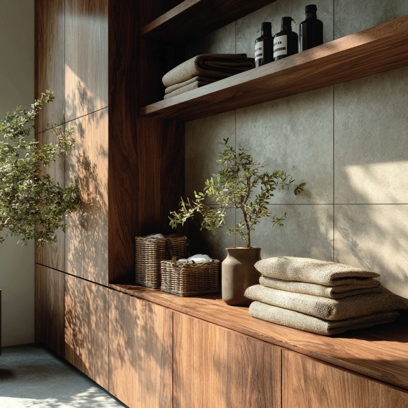 Système de rangement modulaire pour salle de bain tout en aluminium